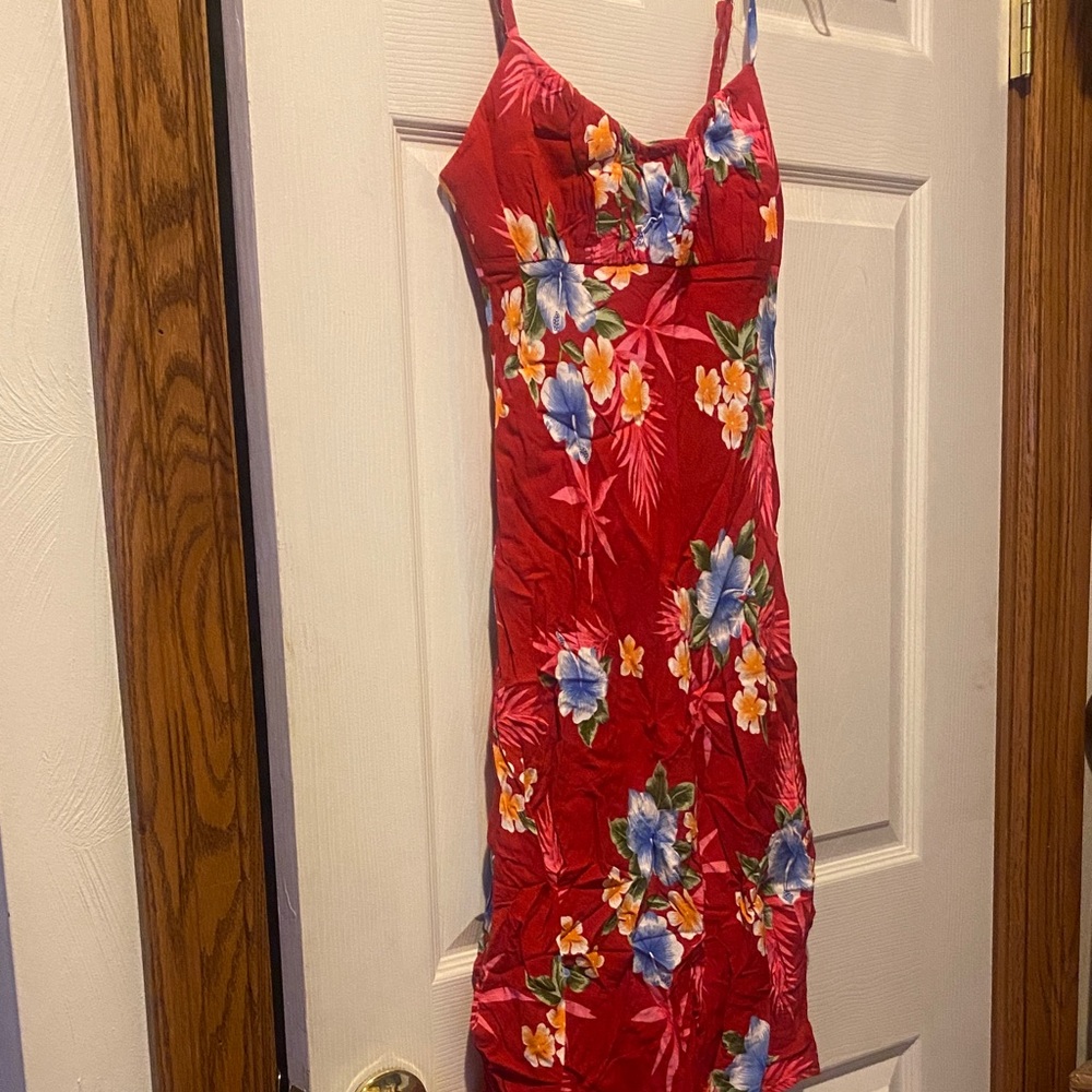 Floral Red Midi Dress